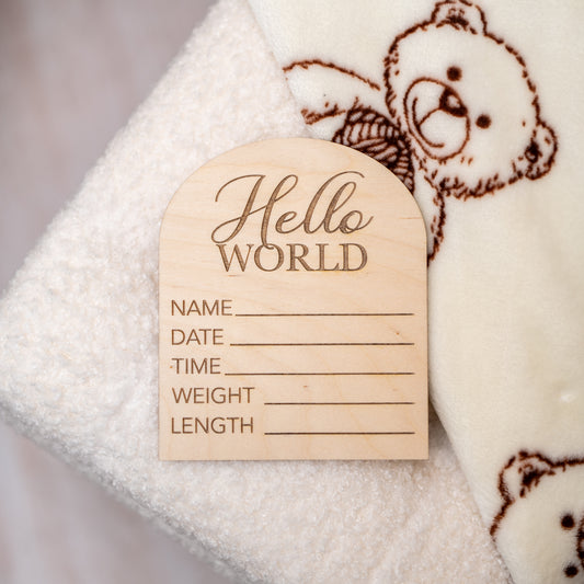 Hello World Birth Sign – Arch Serif
