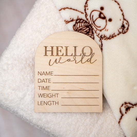 Hello World Birth Sign – Arch Script